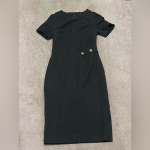 Banana Republic Birdseye Side Button Black Sheath Dress Petite Size 0 - NWT